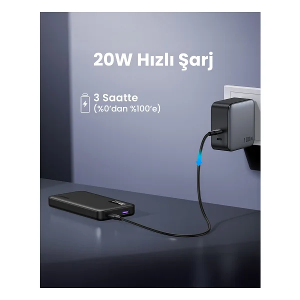 Ugreen 10.000 mAh Pd 3.0 Hızlı Şarj Powerbank - Siyah - Görsel 6