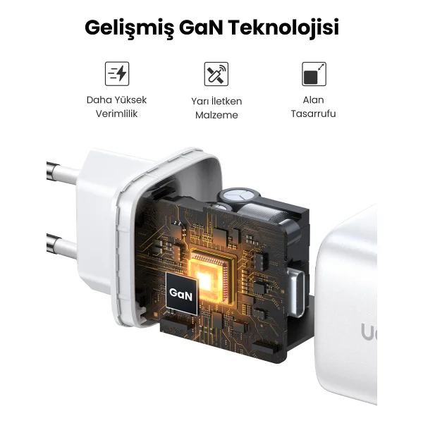 Ugreen Nexode 45 W Beyaz Type-C Hızlı Şarj Adaptörü - Görsel 6