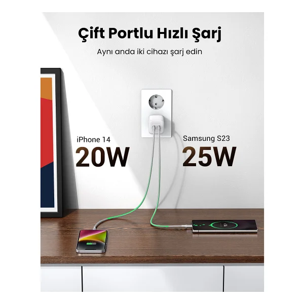 Ugreen Nexode 45 W Beyaz Type-C Hızlı Şarj Adaptörü - Görsel 10