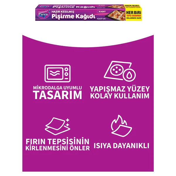 Parex Hazır Kesilmiş Pişirme Kağıdı 16'lı 42 X 37 Cm 24 Paket 1 Koli - Görsel 3