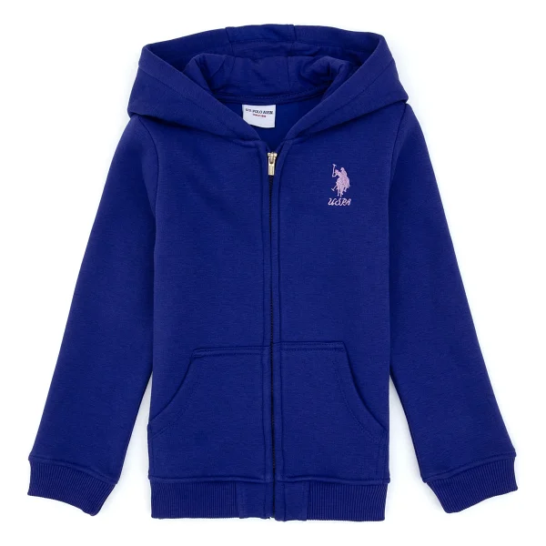 U.S. Polo Assn 50316809-Vr038 Kapüşonlu Tam Fermuarlı Mor Çocuk Sweatshirt - Görsel 3