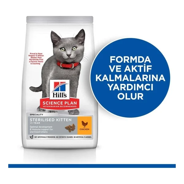 Hill's Sterilised Kitten Tavuklu Kısırlaştırılmış 1.5 Kg Yavru Kedi Maması - Görsel 3