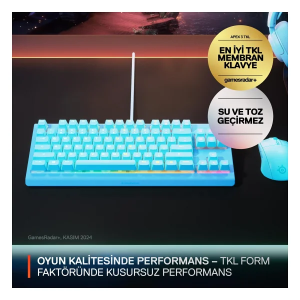 Steelseries Apex 3 Tkl Mavi RGB Kablolu Oyuncu Klavyesi - Görsel 3