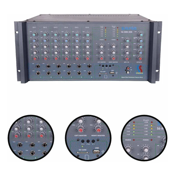 Startech Safir S6-800T Usb 2X400w Hat Trafolu Stereo Küp Anfi Power Mixer - Görsel 2