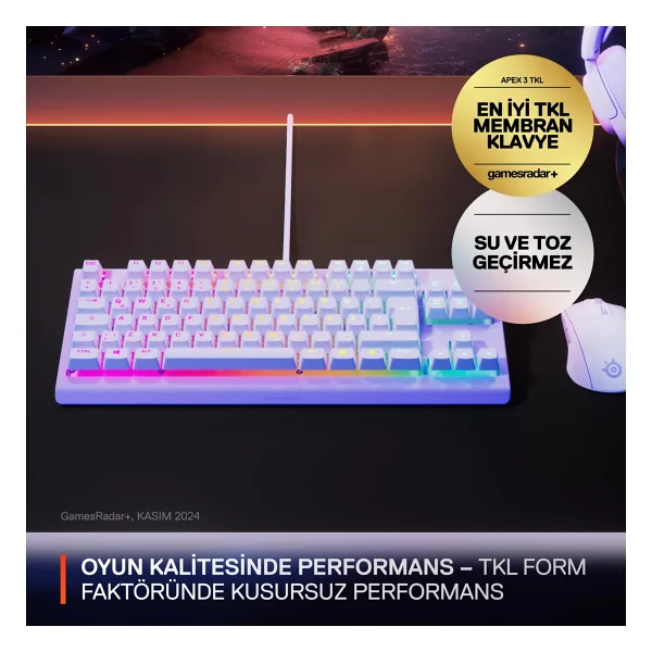 Steelseries Apex 3 Tkl Mor RGB Kablolu Oyuncu Klavyesi - Görsel 3