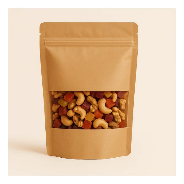 Doypack Kraft Pencereli Kilitli Doypack 25x34 50 Adet - Görsel 3