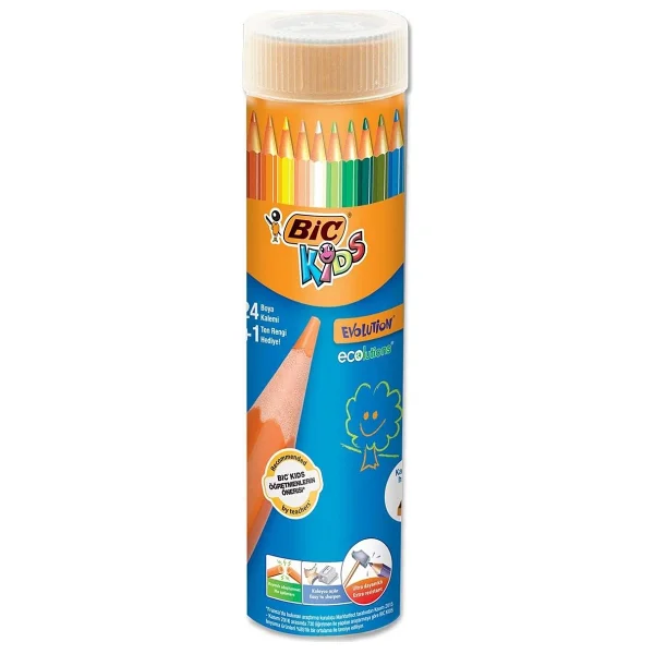 Bic Kids Evolution Metal Tüp Üçgen 12+1'li Jumbo Kuru Boya Seti - Görsel 8