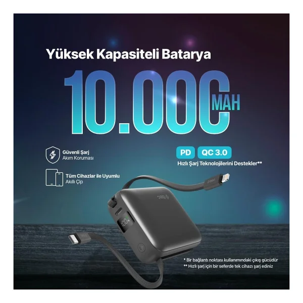 Ttec Recharger Mini Lcd 2bb231 10000 mAh Hızlı Şarj Powerbank - Görsel 2