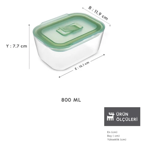 Karaca Green 800 Ml Dikdörtgen Cam Saklama Kabı - Görsel 3