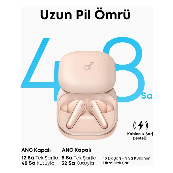 Anker Soundcore Liberty 5 ANC TWS Pembe Kulak İçi Bluetooth Kulaklık - Görsel 5