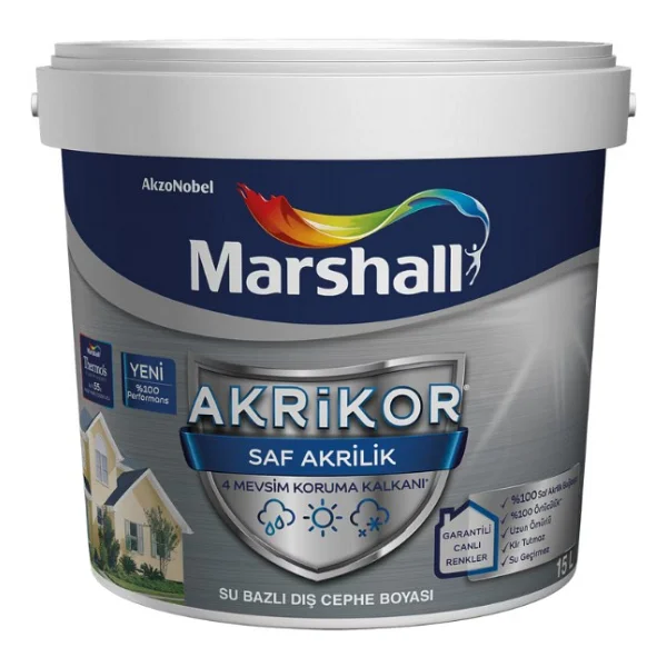 Marshall Akrikor Saf Akrilik 2.5 Lt Dış Cephe Boyası - Görsel 9