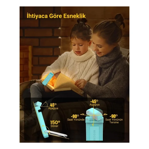 Glocusent USB Şarj Edilebilir LED Kitap Ayracı Arası Okuma Işığı Ayracı Portatif Şarj Edilebilir Mavi - Görsel 4