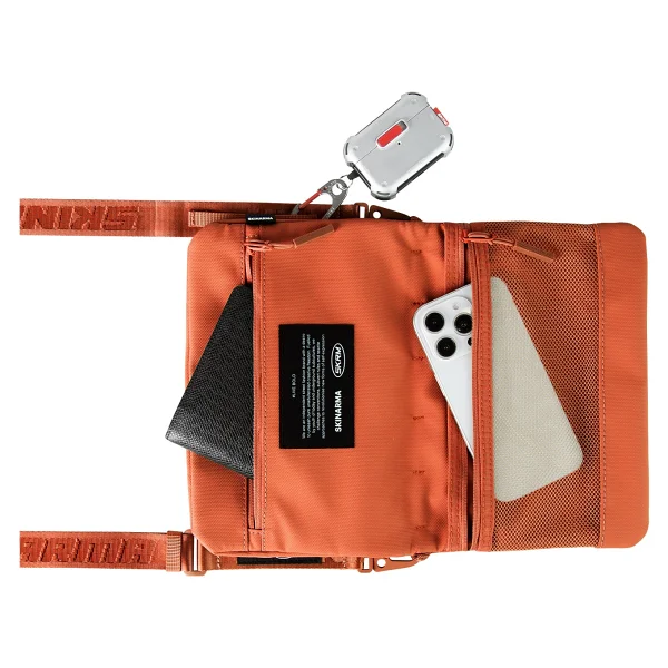 Skinarma Satchel Juno Desenli Naylon Scout Bilek Askı Kayışlı Aksesuar Çantası Turuncu - Görsel 3