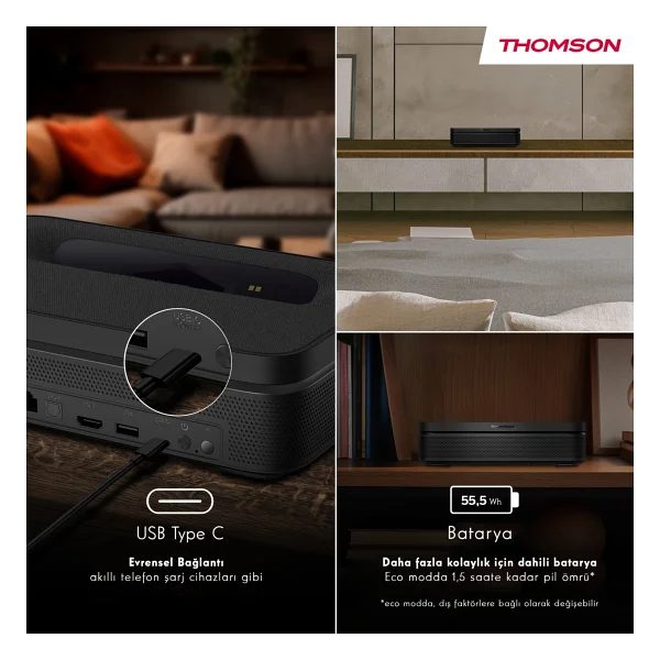Thomson Sirius Pg55b 600 Lümen Full HD Taşınabilir Lazer Projeksiyon Cihazı - Görsel 6