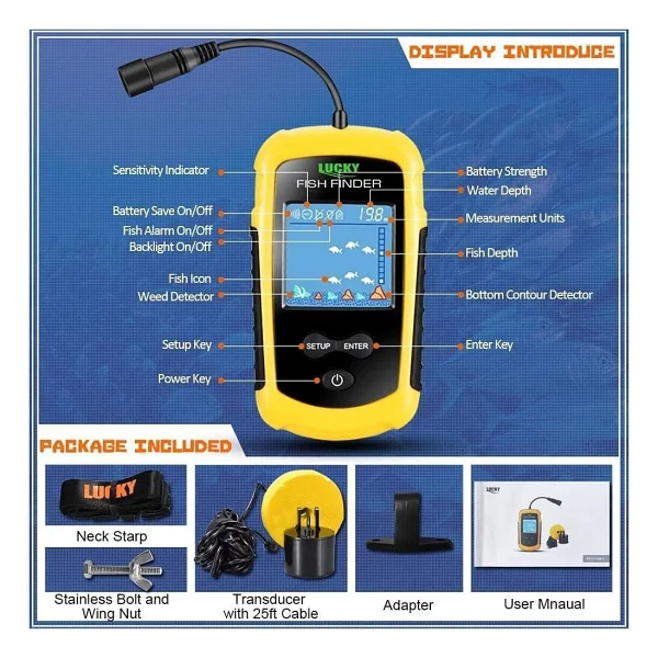 Valkyrie Lcd Renkli Ekran Taşınabilir Kablolu 100 M'lik Aralığı Sonar Yankı Iskandil Balık Bulucu - Görsel 5