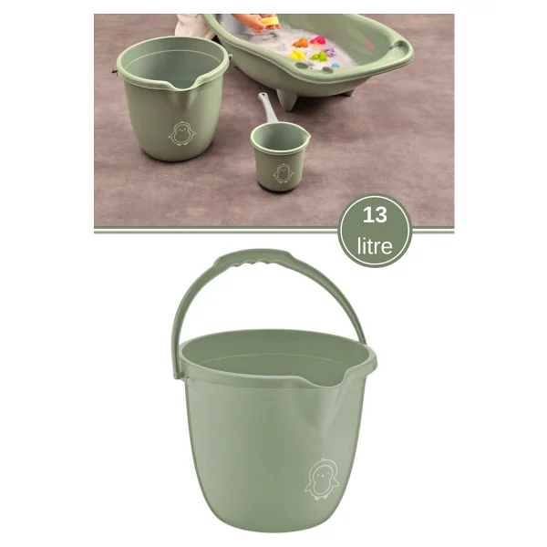 Flosoft Bebek Banyo Kovası, Saplı Oluklu Çok Amaçlı Kova 13 Litre - Görsel 7