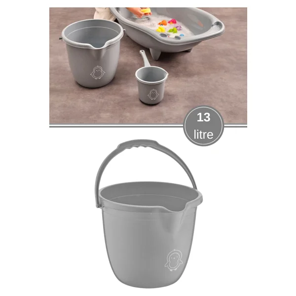 Flosoft Bebek Banyo Kovası, Saplı Oluklu Çok Amaçlı Kova 13 Litre - Görsel 8