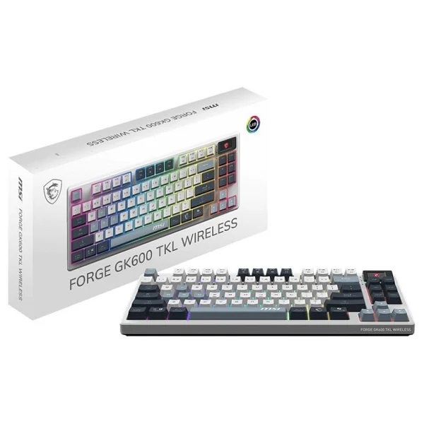 Msı Forge Gk600 Gri RGB Tkl Linear Switch Kablolu/Kablosuz Mekanik Oyuncu Klavyesi - Görsel 5