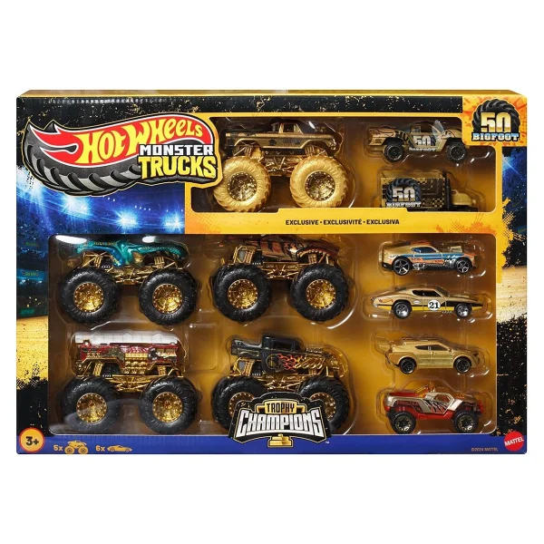 Hot Wheels Monster Trucks Bigfoot Trophy Şampiyonları Araba Ve Kamyon Çoklu Arabalar Jdw07 - Görsel 6