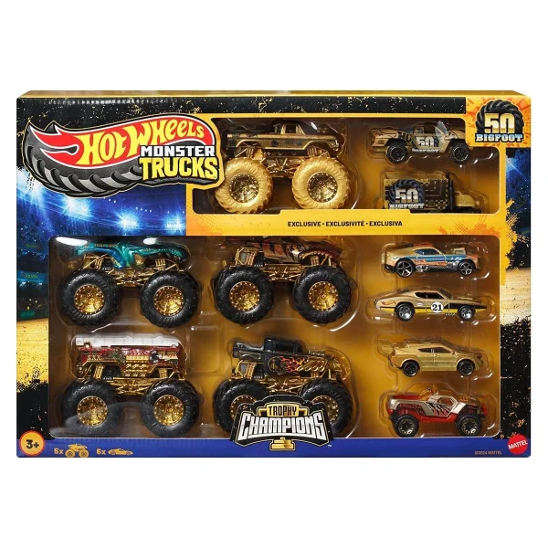 Hot Wheels Monster Trucks Bigfoot Trophy Şampiyonları Araba Ve Kamyon Çoklu Arabalar Jdw07 - Görsel 10