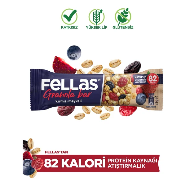 Fellas Kırmızı Meyveli Granola Bar (23 G) X 12 Adet - Görsel 8