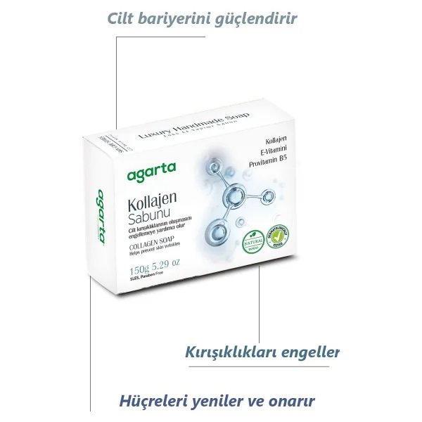 Agarta Doğal Kolajen Sabunu - E Vitamini Ve Provitamin B5 İle Cilt Kırışıklıklarına Karşı, 150 G, 1 Adet - Görsel 3