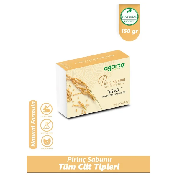 Agarta Doğal El Yapımı Pirinç Sabunu - Yoğun Besleyici Ve Cilt Aydınlatıcı, 150 G, Bitkisel İçeriklerle Zenginleştirilmiş Lüks Bakım - Görsel 5