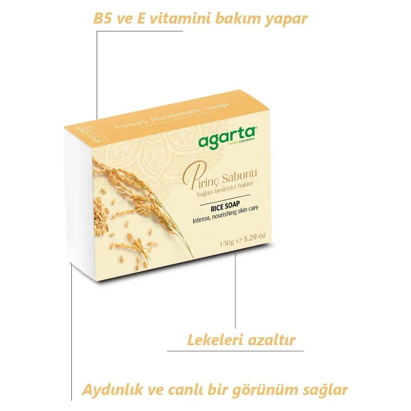Agarta Doğal El Yapımı Pirinç Sabunu - Yoğun Besleyici Ve Cilt Aydınlatıcı, 150 G, Bitkisel İçeriklerle Zenginleştirilmiş Lüks Bakım - Görsel 6