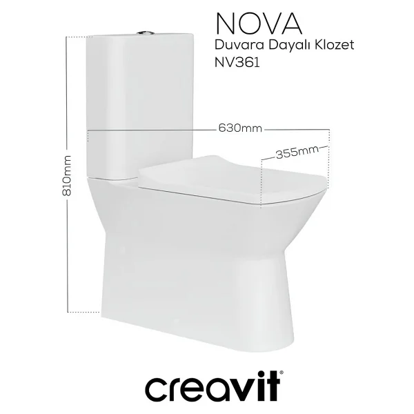 Creavit NV361 Nova Rim-Off Duvar Tipi Klozet Seti - Görsel 5