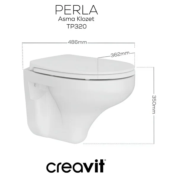 Creavit Perla Tp320 Asma Klozet + Yavaş Kapanan Klozet Kapağı - Görsel 2