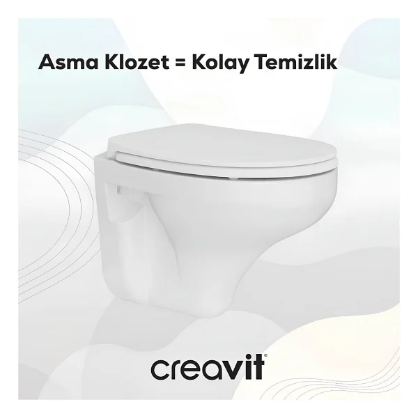 Creavit Perla Tp320 Asma Klozet + Yavaş Kapanan Klozet Kapağı - Görsel 6