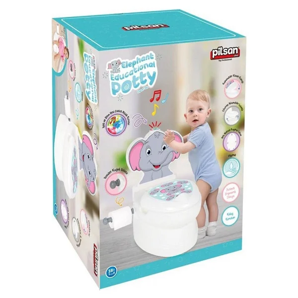 Pilsan Eğitici Sesli, Işıklı ve Müzikli Fil Lazımlık - Kaymaz Taban, Plastik, 18+ Ay, Mavi, Ergonomik Tasarım - Gri - Görsel 8
