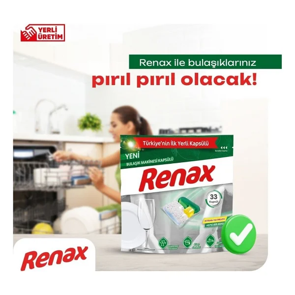 RENAX Bulaşık Makinesi Kapsülü 88 Adet Hepsi Bir Arada Yağ ve Kireç Çözücü Kokulu - Görsel 7