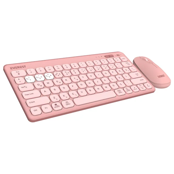 Everest Lumi Km-Bt903 Pembe Kablosuz Klavye Mouse Seti - Görsel 3