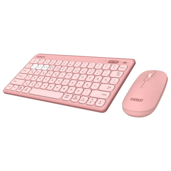Everest Lumi Km-Bt903 Pembe Kablosuz Klavye Mouse Seti - Görsel 4