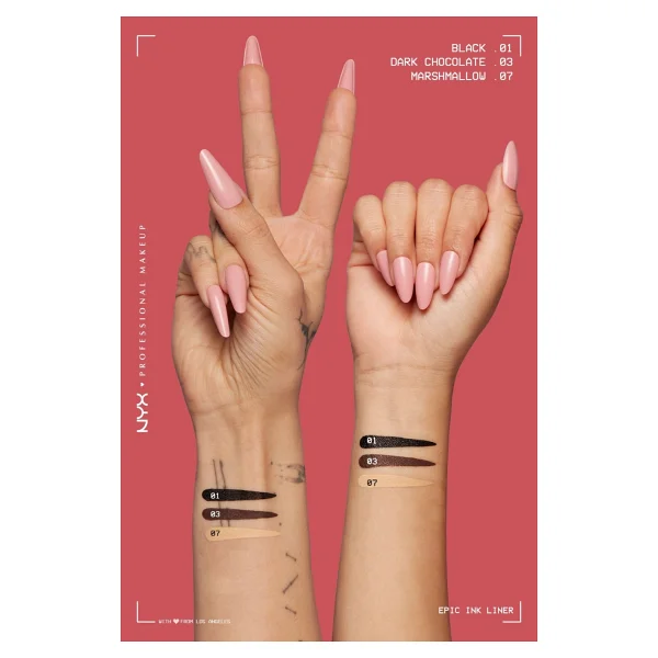 Nyx Professional Makeup Epic Ink Liner - Suya Dayanıklı, Saten Finişli, Koyu Kahverengi Likit Eyeliner, İnce Uç İle Kolay Uygulama - Görsel 8