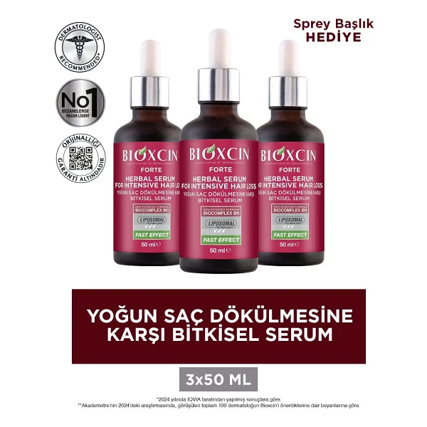 Bioxcin Forte Yoğun Saç Dökülmesine Karşı Bitkisel Serum 3x50 Ml - Görsel 2