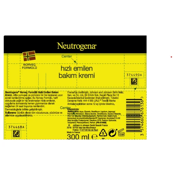 Neutrogena Hızlı Emilen Bakım Kremi 300 Ml - Görsel 3