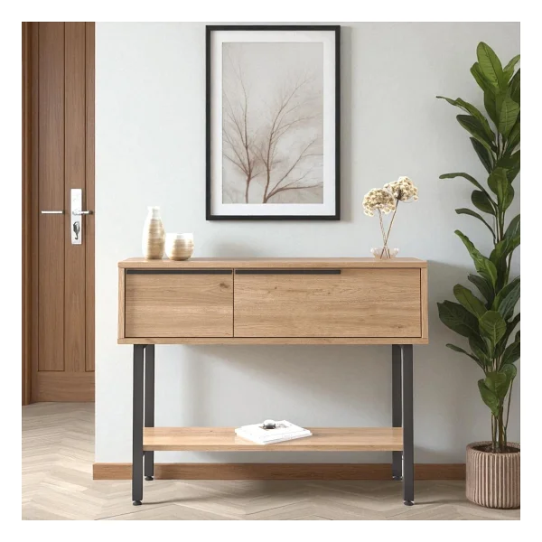 Robin Home Dresuar Antre Hol Kapaklı 100cm Metal Ayaklı Sepet - Kahverengi - Görsel 2