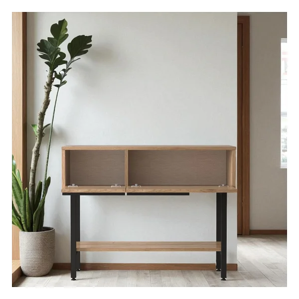 Robin Home Dresuar Antre Hol Kapaklı 100cm Metal Ayaklı Sepet - Kahverengi - Görsel 4