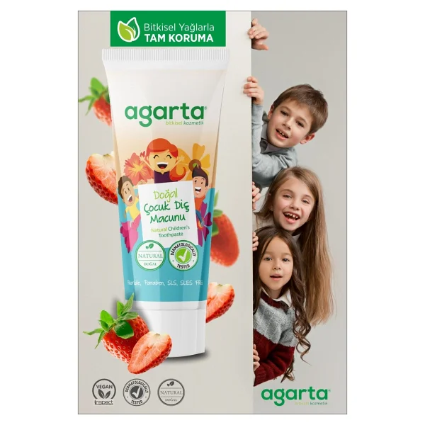 Agarta Doğal Çilekli 75 Ml Florürsüz Çocuk Diş Macunu - Görsel 6