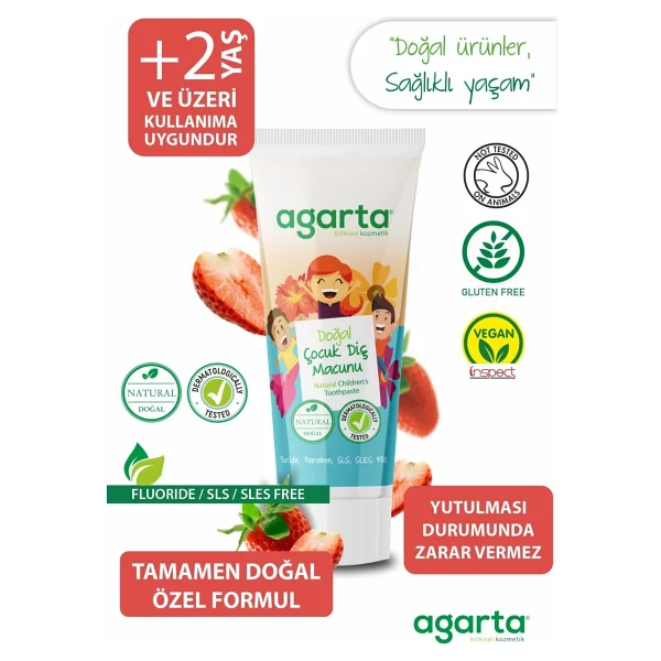 Agarta Doğal Çilekli 75 Ml Florürsüz Çocuk Diş Macunu - Görsel 7