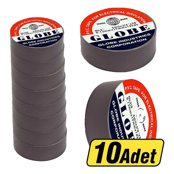 Globe No210-Sh-10 ,19mmx10mt 10-Adet Siyah Izole Bant - Görsel 2