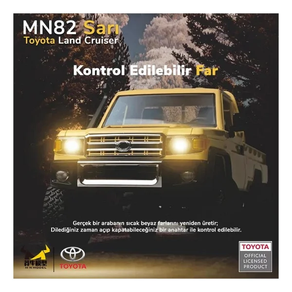 Mn Model Mn82 1/12 Toyota Land Cruiser Lc79 4wd Rc Model Crawler Offroad Uzaktan Kumandalı Araba Truck Rtr Lisanslı Sarı+Dahili Işık Seti - Görsel 3