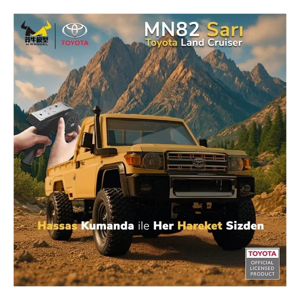 Mn Model Mn82 1/12 Toyota Land Cruiser Lc79 4wd Rc Model Crawler Offroad Uzaktan Kumandalı Araba Truck Rtr Lisanslı Sarı+Dahili Işık Seti - Görsel 5