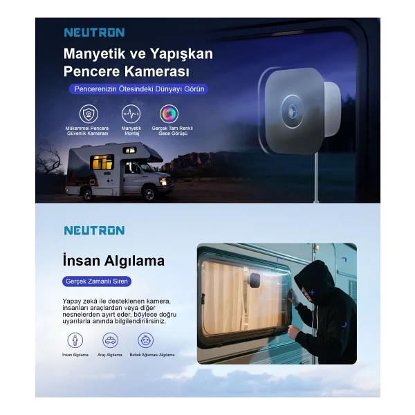 Neutron Ntl-Ip15gs-3mp Full HD Gece Görüşlü Wi-Fi Pencere Kamerası - Görsel 2