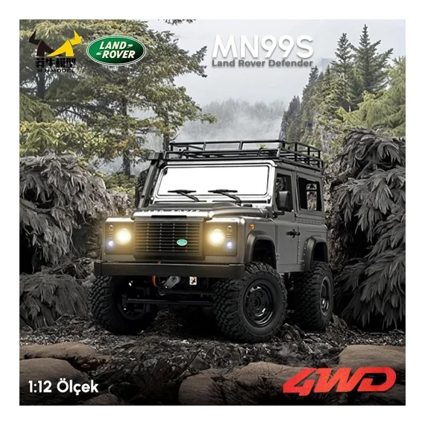 Mn Model Mn99s V2 1/12 Land Rover Defender 4wd Rc Model Crawler Offroad Uzaktan Kumandalı Araba Truck Rtr Lisanslı Gümüş+Dahili Işık Seti Mn-99s V2 - Görsel 6