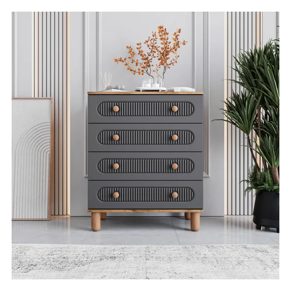 Monzıo Milen 4 Çekmeceli Şifonyer %100 Mdf - Görsel 4