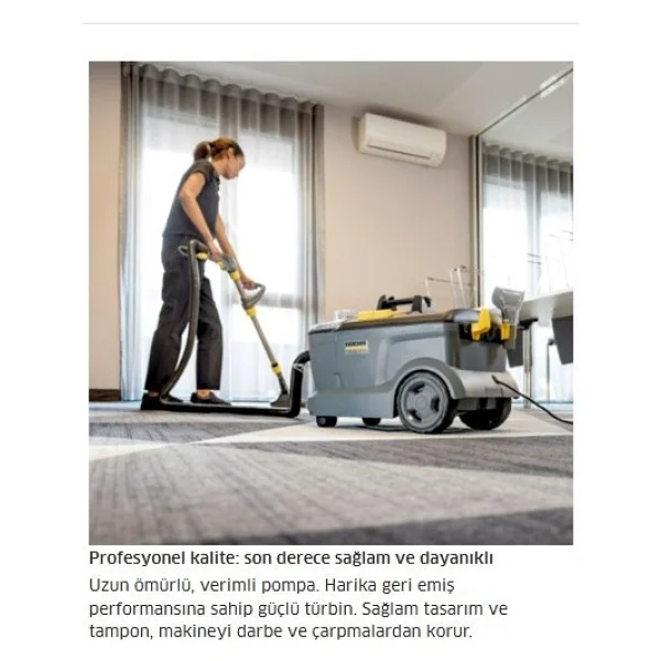 Karcher Puzzi Premium Set Halı Koltuk Yıkama Makinesi-Deterjan Kullanılabilir Yüksek Güçlü Halı Ve Zemin Yıkama +Köşe Aparatı +Karcher 48 Adet Yıkamalı Deterjan - Gri - Koyu Gri - Görsel 3