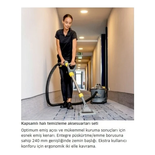 Karcher Puzzi Premium Set Halı Koltuk Yıkama Makinesi-Deterjan Kullanılabilir Yüksek Güçlü Halı Ve Zemin Yıkama +Köşe Aparatı +Karcher 48 Adet Yıkamalı Deterjan - Gri - Koyu Gri - Görsel 4